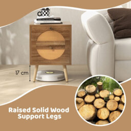 Costway Rattan Nightstand Bohemian Style Side End Table 2 Drawers Bedside Table - thumbnail 8