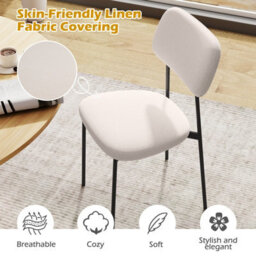 Gainoom Modern Dining Chair Set Of 4 Linen Fabric Upholstered Kitchen Chairs W/ Sturdy Metal Legs - thumbnail 7
