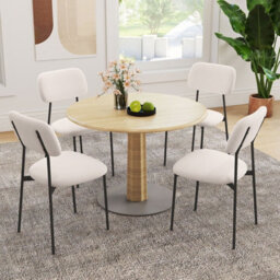 Gainoom Modern Dining Chair Set Of 4 Linen Fabric Upholstered Kitchen Chairs W/ Sturdy Metal Legs - thumbnail 4