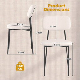 Gainoom Modern Dining Chair Set Of 4 Linen Fabric Upholstered Kitchen Chairs W/ Sturdy Metal Legs - thumbnail 2