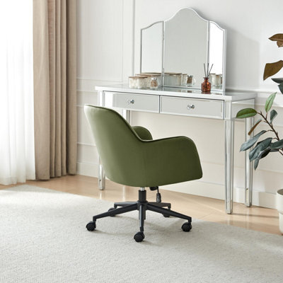 Furniturebox Uk Vivienne Olive Green Velvet Swivel Office Chair - image 1
