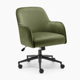 Furniturebox Uk Vivienne Olive Green Velvet Swivel Office Chair - thumbnail 3