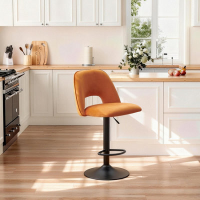Sonara Adjustable Upholstered Velvet Bar Stools With Gas-Lift, Swivel And Footrest - image 1