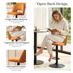 Sonara Adjustable Upholstered Velvet Bar Stools With Gas-Lift, Swivel And Footrest - thumbnail 4