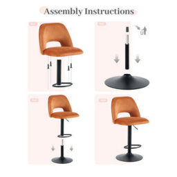 Sonara Adjustable Upholstered Velvet Bar Stools With Gas-Lift, Swivel And Footrest - thumbnail 7