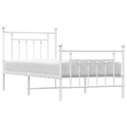Berkfield Metal Bed Frame With Headboard And Footboard White 90X190 Cm - thumbnail 4