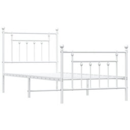 Berkfield Metal Bed Frame With Headboard And Footboard White 90X190 Cm - thumbnail 5