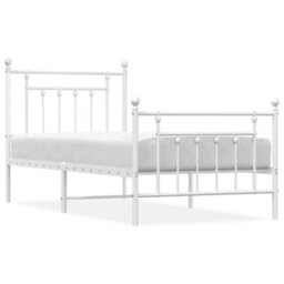 Berkfield Metal Bed Frame With Headboard And Footboard White 90X190 Cm - thumbnail 2