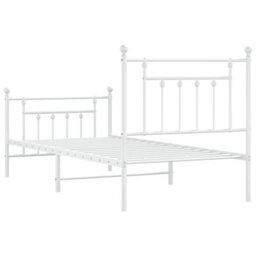 Berkfield Metal Bed Frame With Headboard And Footboard White 90X190 Cm - thumbnail 8