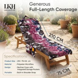 LKH Home Collection Sun Lounger Towels With Pockets & Shoulder Strap Towels Microfiber Beach Quick Dry Cover For Sun Lounger 210 X 75 Cm - thumbnail 5