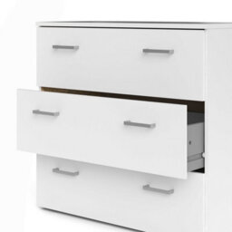Wyld Haus Munich White Wooden 3-Drawer Chest - Compact Gloss Finish, 741W X 359D X 699H mm - thumbnail 7