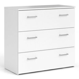 Wyld Haus Munich White Wooden 3-Drawer Chest - Compact Gloss Finish, 741W X 359D X 699H mm - thumbnail 3