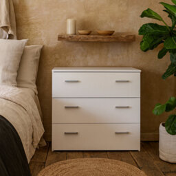Wyld Haus Munich White Wooden 3-Drawer Chest - Compact Gloss Finish, 741W X 359D X 699H mm - thumbnail 2