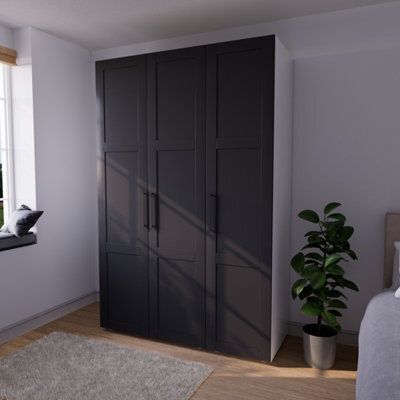 Atomia Modern Matt Black Tall Triple Wardrobe (H)2247mm (W)1000mm (D)580mm - image 1