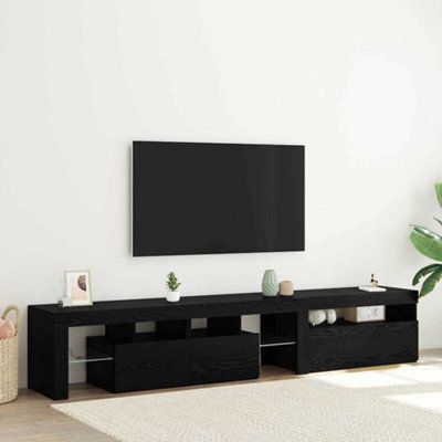Berkfield Tv Cabinets 2 Pcs With Led Lights Black Oak Engineered Wood - image 1