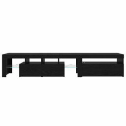 Berkfield Tv Cabinets 2 Pcs With Led Lights Black Oak Engineered Wood - thumbnail 9