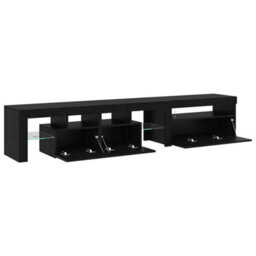 Berkfield Tv Cabinets 2 Pcs With Led Lights Black Oak Engineered Wood - thumbnail 5