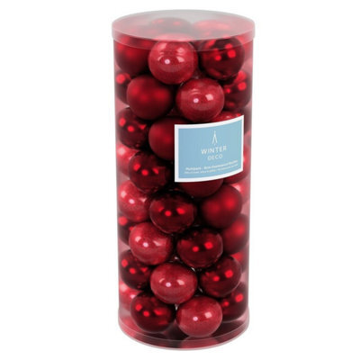 48 Baubles 8Cm - Burgundy Christmas Ornament - image 1