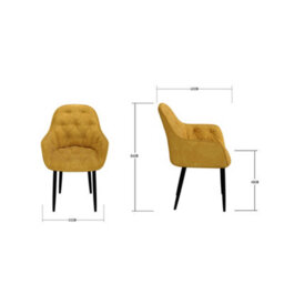 More4Homes Set Of 2 Anika Modern Velvet Dining Chair Padded Seat Metal Legs Kitchen (Mustard) - thumbnail 7