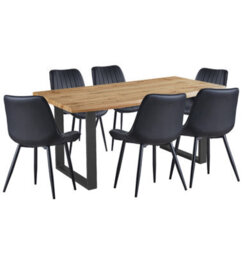 Hallowood Furniture Cullompton Large Dining Table (1.6M) With 6 Black Bonded Leather Chairs - thumbnail 8