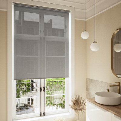 GoodHome Badallo Corded Concrete Grey Daylight & Thermal Roller Blind (W)120Cm (L)180Cm - image 1