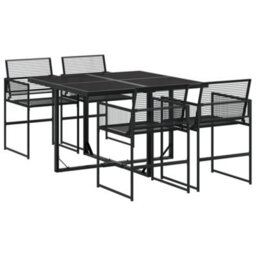 Walplus 5 Piece Garden Outdoor Dining Set Suitable For Backyard, Patio Black Poly Rattan - thumbnail 2