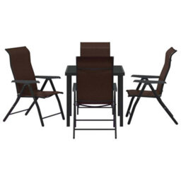 Berkfield Modern Garden Dining Set Height-Adjustable 5 Pcs Brown Poly Rattan - thumbnail 7