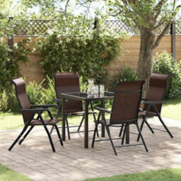 Berkfield Modern Garden Dining Set Height-Adjustable 5 Pcs Brown Poly Rattan - thumbnail 2
