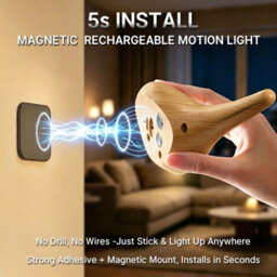 Amorly 2 Pack Oak Rechargeable Magnetic Motion Sensor Night Light, Cordless Detachable Wall Lamp, For Hallway, Bathroom,stairway,entryway - thumbnail 7