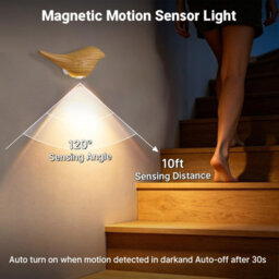 Amorly 2 Pack Oak Rechargeable Magnetic Motion Sensor Night Light, Cordless Detachable Wall Lamp, For Hallway, Bathroom,stairway,entryway - thumbnail 3
