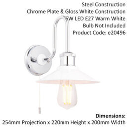 Chrome Plated Bathroom Fisherman Wall Light & Ribbed Glass Shade Ip44 Rated - thumbnail 2