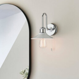Chrome Plated Bathroom Fisherman Wall Light & Ribbed Glass Shade Ip44 Rated - thumbnail 4