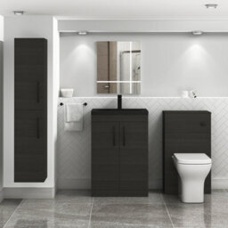 Royal Bathrooms Turin 600mm Floor Standing Vanity Unit 2 Door Hale Black With Black Basin & Handles - thumbnail 5