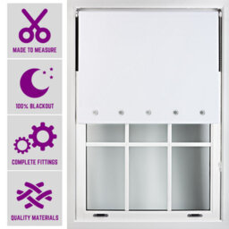 Furnished Made To Measure Blackout Roller Blinds With Round Eyelets - White Blind For Home And Office (W)120Cm (L)210Cm - thumbnail 1