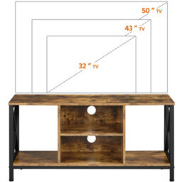 Yaheetech Rustic Brown 106 Cm Wide Tv Stand With Storage Shelves And Cable Management - thumbnail 5