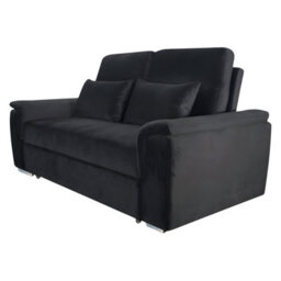 Interior Emporium Tokyo 2 Seater Pull Out Sofa Bed - Modern Plush Velvet Fabric With Storage And Foam Cushions (Black) - thumbnail 2