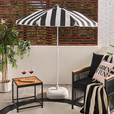 Ohs Stripe Parasol Umbrella Garden Outdoor Canopy Sun Shade - Black/cream - image 1
