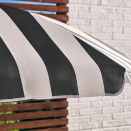 Ohs Stripe Parasol Umbrella Garden Outdoor Canopy Sun Shade - Black/cream - thumbnail 3