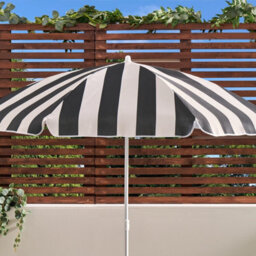 Ohs Stripe Parasol Umbrella Garden Outdoor Canopy Sun Shade - Black/cream - thumbnail 2