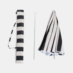 Ohs Stripe Parasol Umbrella Garden Outdoor Canopy Sun Shade - Black/cream - thumbnail 4
