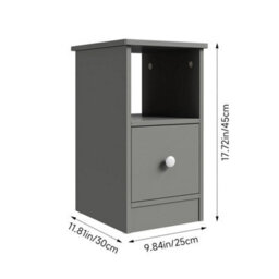 Grey 1 Drawer Bedside Table Cabinet Sofa Side Lamp Table Nightstand Shelf Storage - thumbnail 2