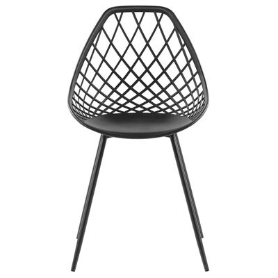 Beliani Black Net-Back Dining Chairs Set Of 2 - Compact Synthetic Seat, Matt Black Iron Legs - image 1