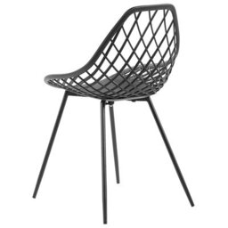 Beliani Black Net-Back Dining Chairs Set Of 2 - Compact Synthetic Seat, Matt Black Iron Legs - thumbnail 6