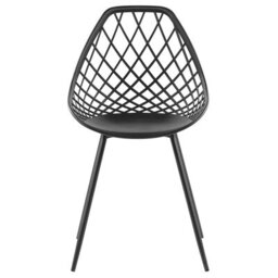 Beliani Black Net-Back Dining Chairs Set Of 2 - Compact Synthetic Seat, Matt Black Iron Legs - thumbnail 1