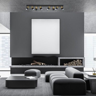 Milagro Joker Hand Made Ceiling Lamp In Matt Black With Luxurious Gold Detail Featuring Minmalistic Slender Cylinder Shades 8Xgu10 - image 1