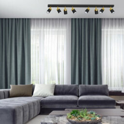 Milagro Joker Hand Made Ceiling Lamp In Matt Black With Luxurious Gold Detail Featuring Minmalistic Slender Cylinder Shades 8Xgu10 - thumbnail 5