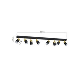 Milagro Joker Hand Made Ceiling Lamp In Matt Black With Luxurious Gold Detail Featuring Minmalistic Slender Cylinder Shades 8Xgu10 - thumbnail 6