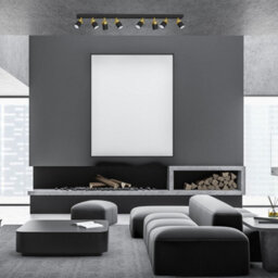 Milagro Joker Hand Made Ceiling Lamp In Matt Black With Luxurious Gold Detail Featuring Minmalistic Slender Cylinder Shades 8Xgu10 - thumbnail 1