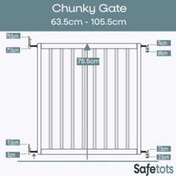 Safetots Chunky Wooden Screw Fit Stair Gate, Black, 63.5Cm - 105.5Cm, Wood Baby Gate, Screw Fit Safety Barrier - thumbnail 3