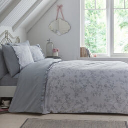 Dreams & Drapes Kristen Frill Detail Grey Duvet Cover Set - thumbnail 1
